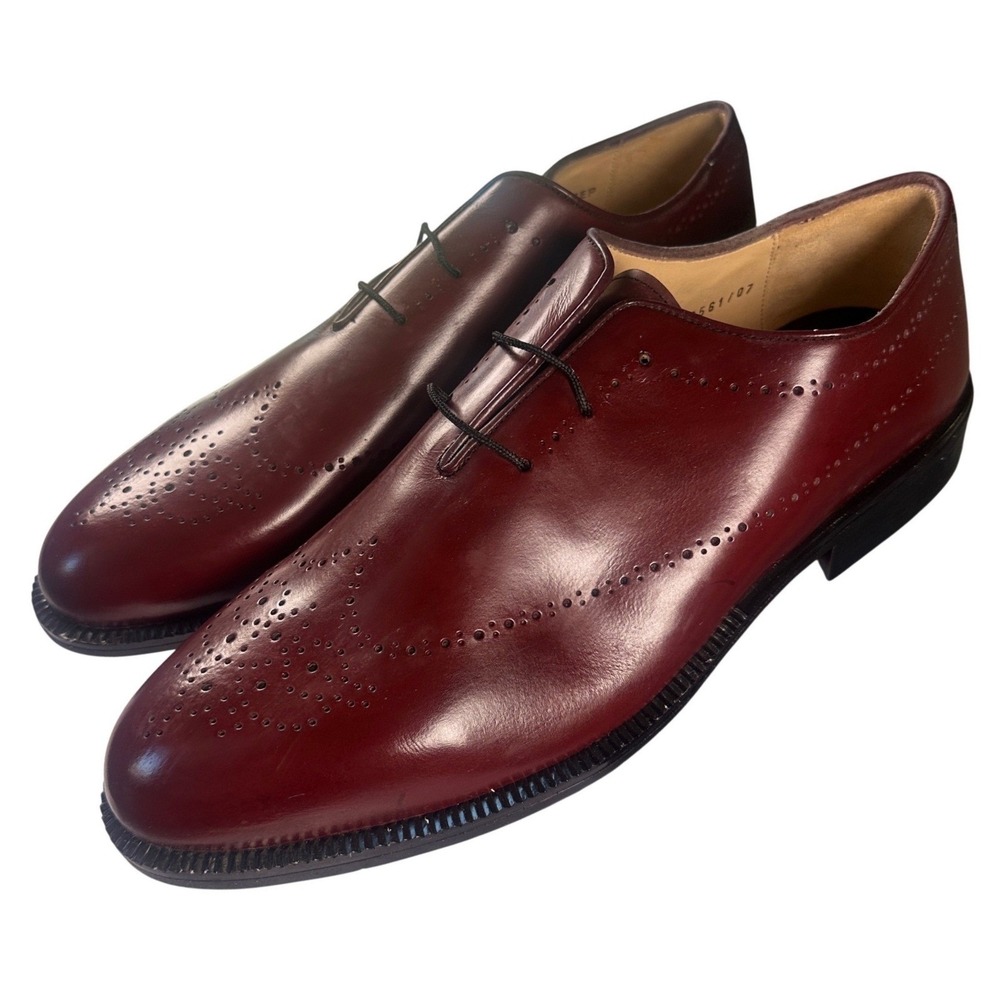 Stanley Blacker Mens Burgundy Leather Wingtip Oxford Dress Shoes 13M NWT‎